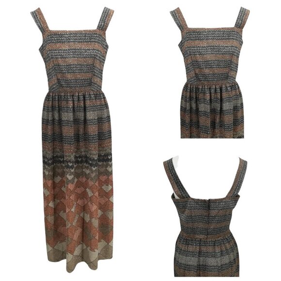 Vintage Fred Rothschild Metallic Maxi Sheath Dress Wrap Jacket Size 10 70s Party - Picture 2 of 15